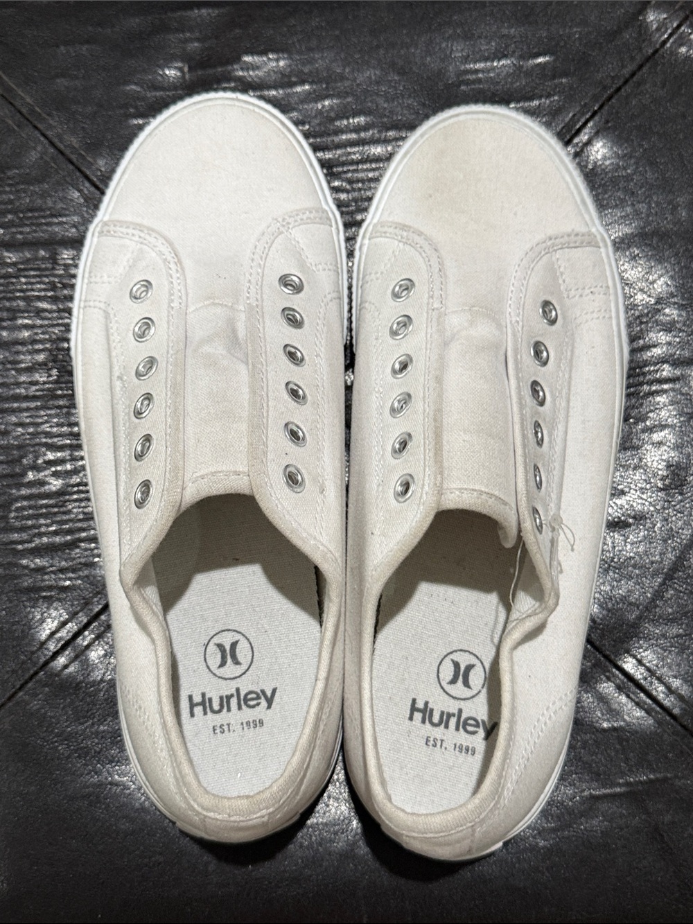 Hurley Off-White Canvas Slip-On Sneakers